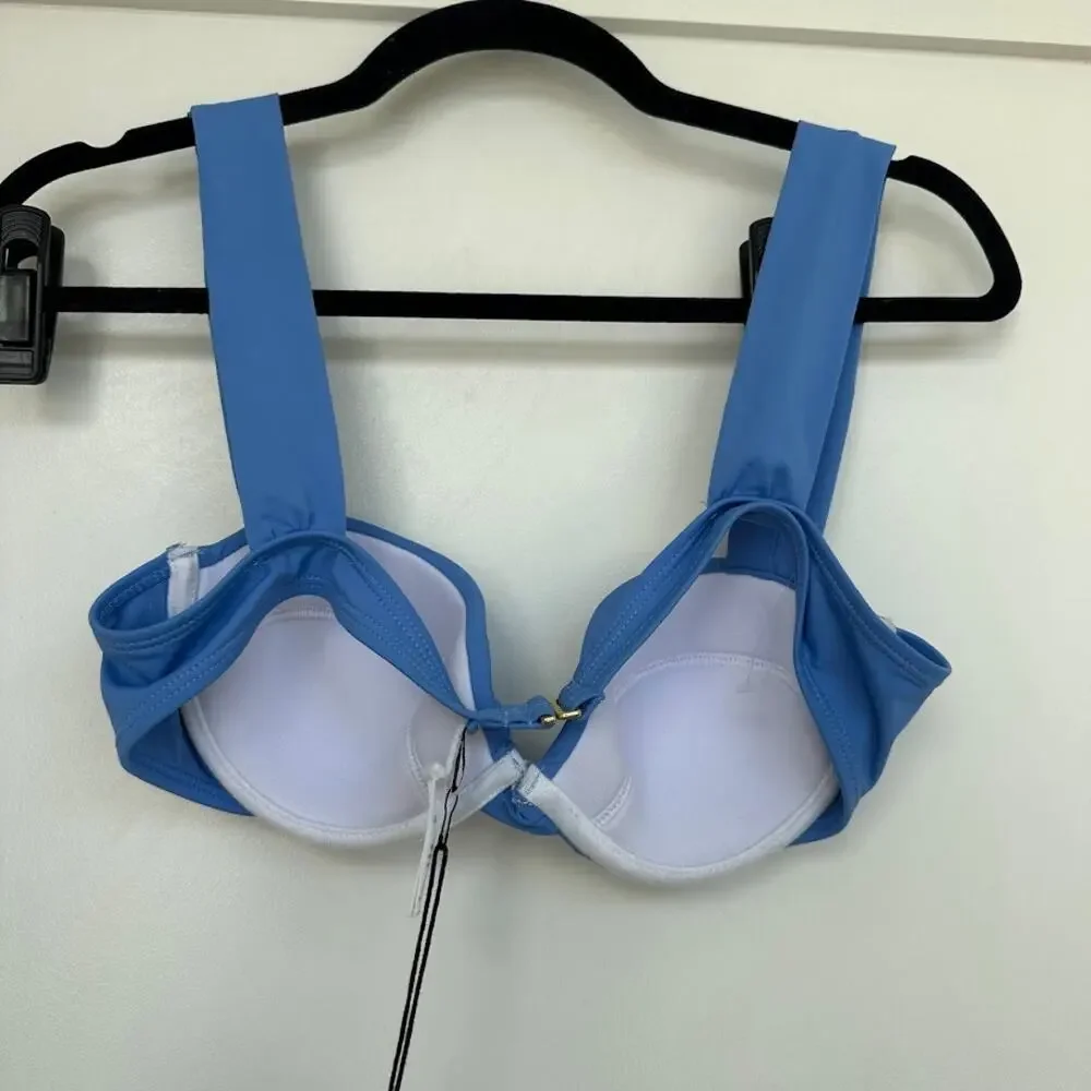 WeWoreWhat Claudia Bikini Top Blue Size L NWT Underwire